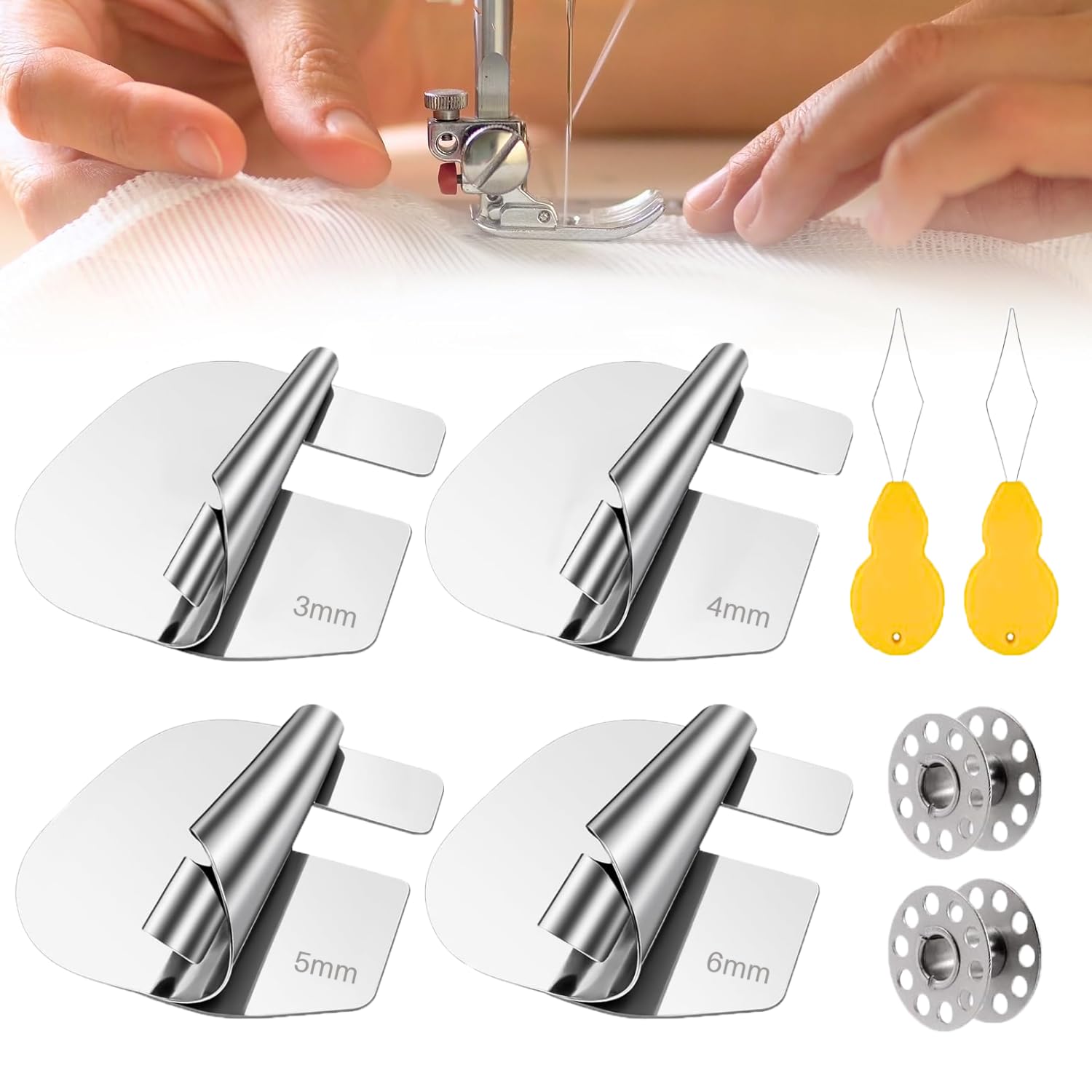 Set Piedini Per Macchina Da Cucire Industriale In Acciaio – Piedino Per Orlo Arrotolato, Multifunzionale E Pratico, Con Scatola Portatile
