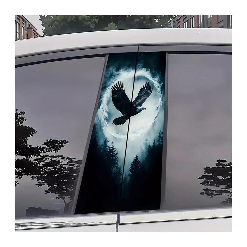 Decorative Items 2pcs Car Center Pillar Sticker Jungle Eagle Design Animals and Forests Auto B-Pillar Waterproof Decals