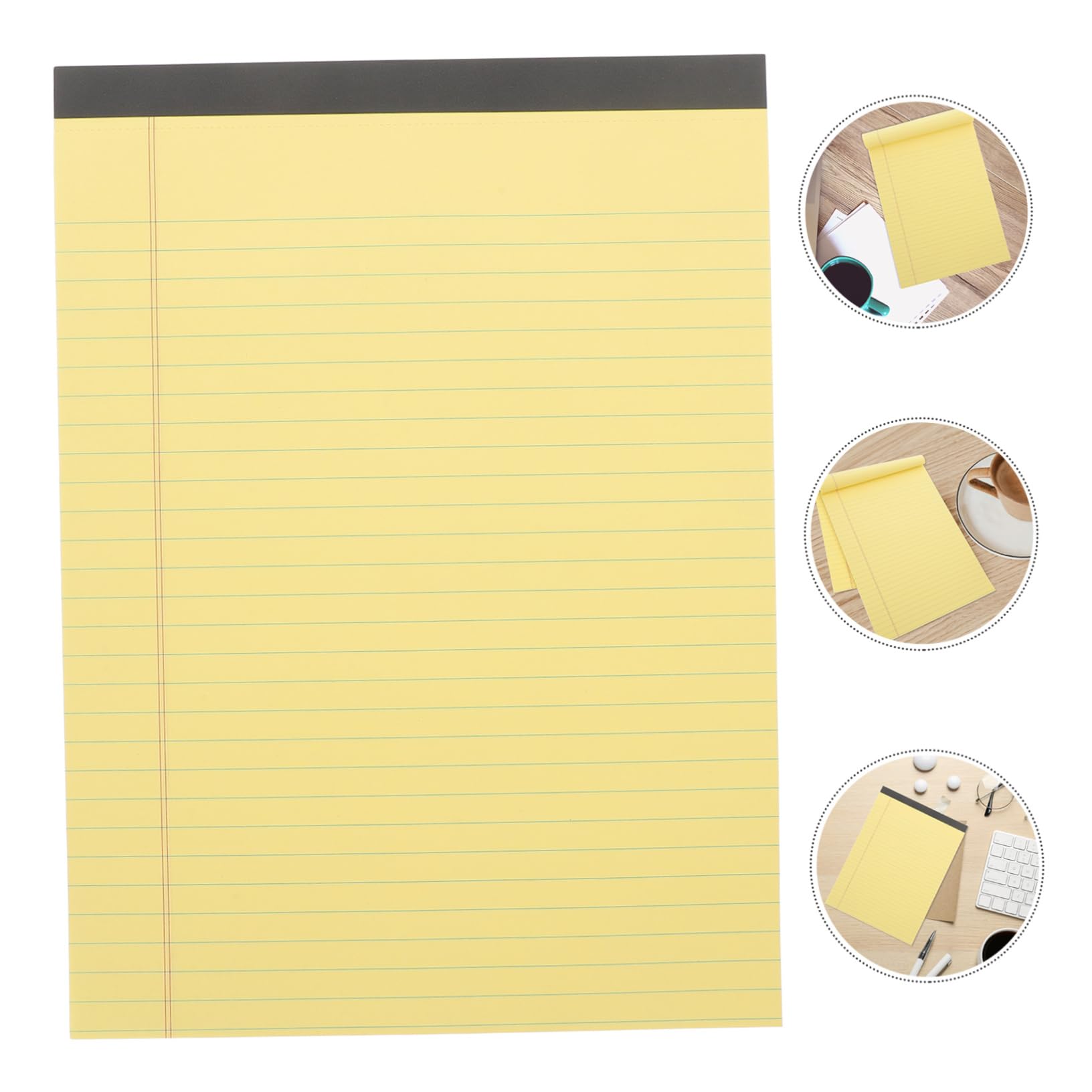 Blocco Note A4 Giallo 4 Pezzi Carta Spessa e Righe Larghe, Design Strappabile per Appunti Legali e Pianificazione da Scrivania