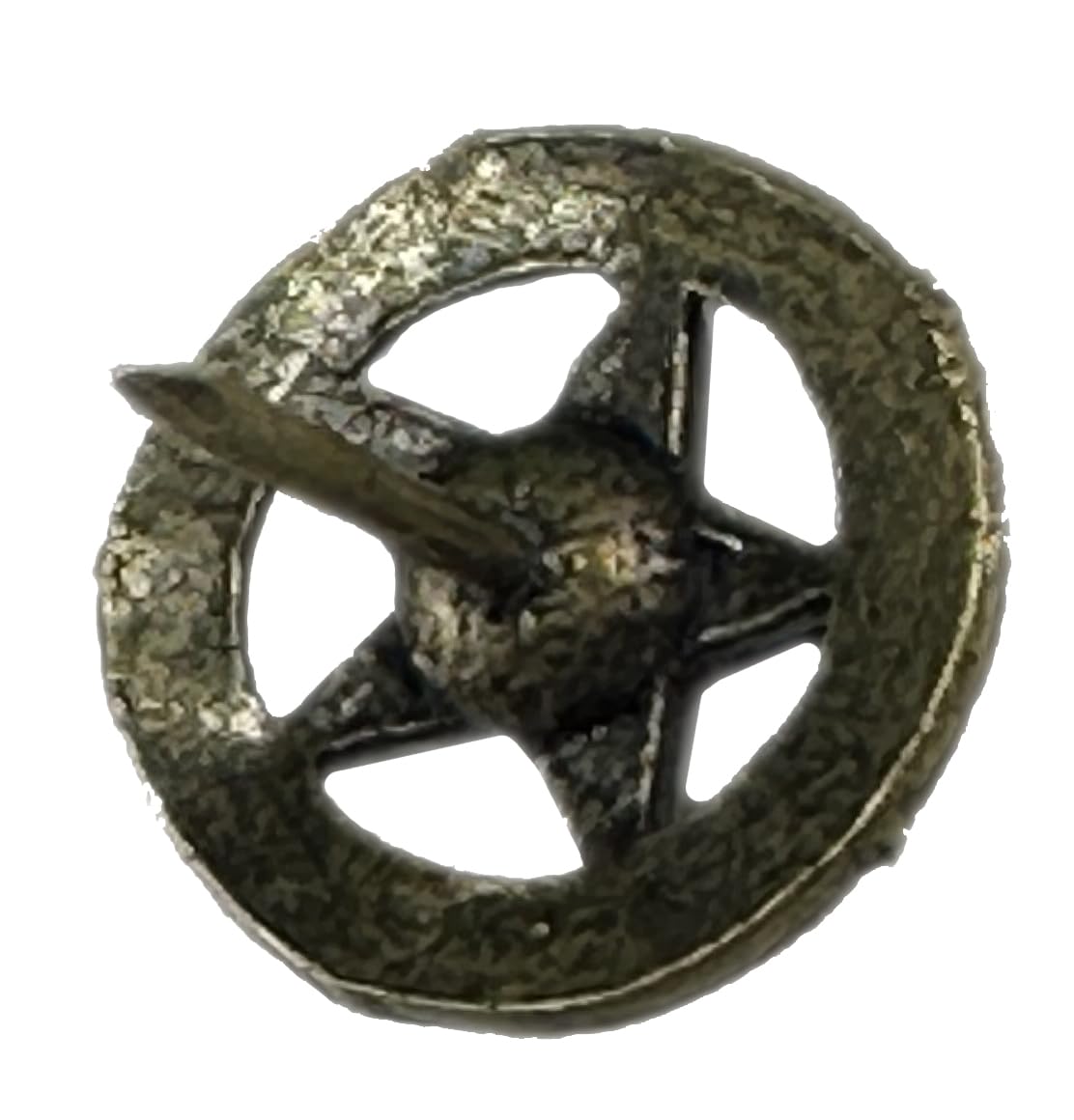 25 Antique Brass Large Barbed Wire Lone Star Upholstery Framing Tacks, Decorative Nails 1 inch Dia Western Texas