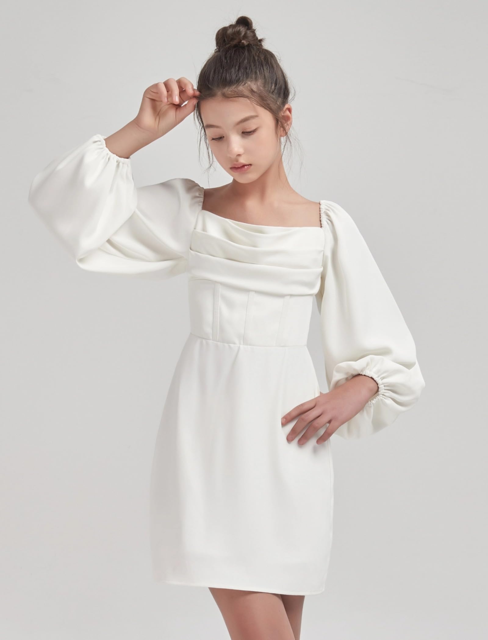 EXARUS Formelles Kleid für Mädchen, gerüscht, Teenager, Heimkehr, Tanz, besondere Anlässe, Tween, Abschlussfeier, Abschlussball, Party, Rüschenkleider