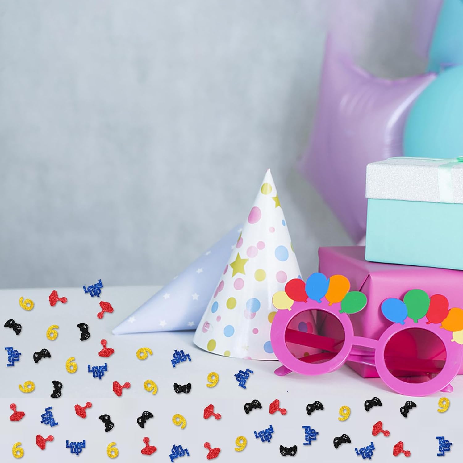 100pcs Video Game 6th Birthday Confetti, Level Up Birthday Table Confetti, Game Controller Paper Scatters, Gaming Themed 6th Anniversary Party Table Decoration image 5