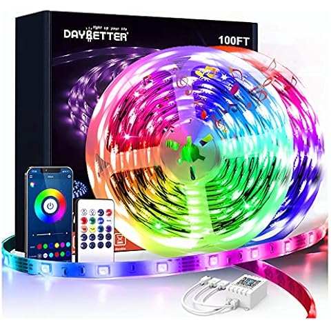 DAYBETTER 100ft Led Lights, Ultra Long Smart Led Strip Lights with App Control Remote, Music Sync 5050 RGB Color Changing Light Strips, 2 Rolls of 50ft Led Lights for Bedroom Kitchen Home Decoration Cover