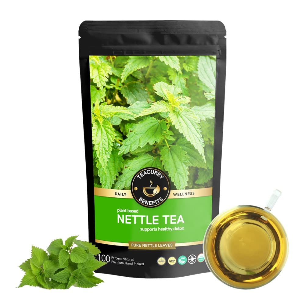 TEACURRY Nettle Leaves Tea (50 Grams, 100 Cups) -Helps with Kidney Detox, Blood Sugar, Blood Purify - Canadian Nettle