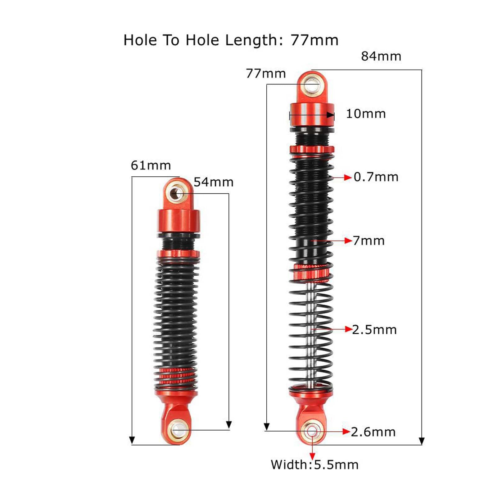 KEEDA 4PCS Aluminum Threaded Shock Absorbers Oil Damper for 1/18 RC Crawler Car TRX4M TRX4MT 1/12 RC Crawler Upgrade Parts (Gold, 77mm) - Image 3