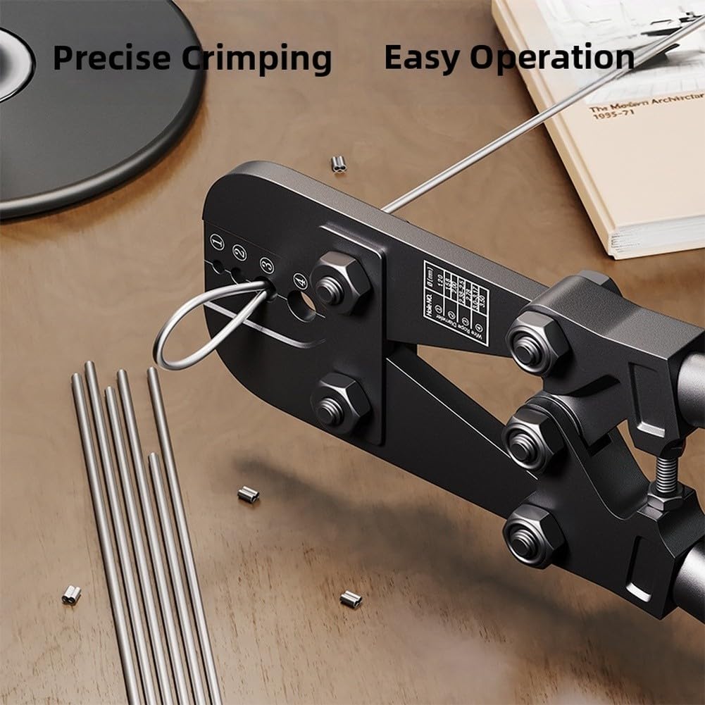 Pinza crimpatrice per cavi metallici resistenti con 4 matrici, in acciaio al carbonio a 8 forme per manicotti rotondi in alluminio, pinze ergonomiche per avvolgicavo da 39 cm