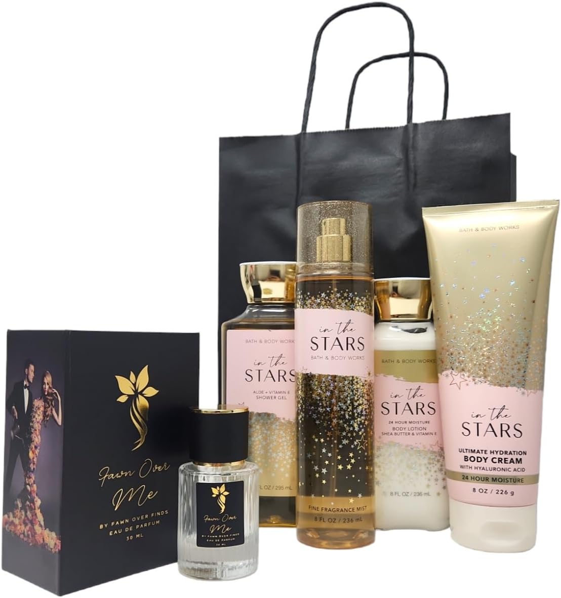 Bath And Body In The Stars Gift Bundle With Fawn Over Me Perfume And Gift Bag (Inthestars - Lotion,Gel,Mist,Cream)