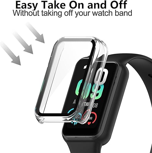 Vista 4 de E ECSEM Funda compatible con Amazfit Band 7 Frame PC Funda protectora con película de vidrio templado para Amazfit Band 7 Smartwatch Protectores