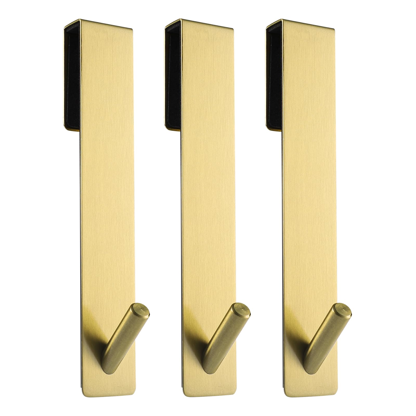 Simtive Extended Shower Door Hooks (7-Inch), Over Door Hooks for Bathroom Frameless Glass Shower Door, Towel Hooks, 3-Pack, Gold