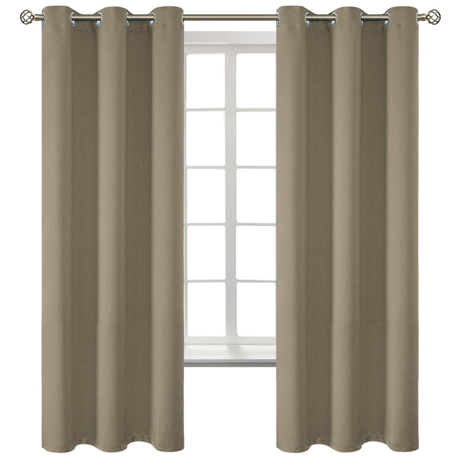BGment Room Darkening Curtains 63 Inches Long - Grommet Thermal Insulated Drapes Window Treatment Curtains for Bedroom, 2 Panels, 42 x 63 Inch, Cocoa