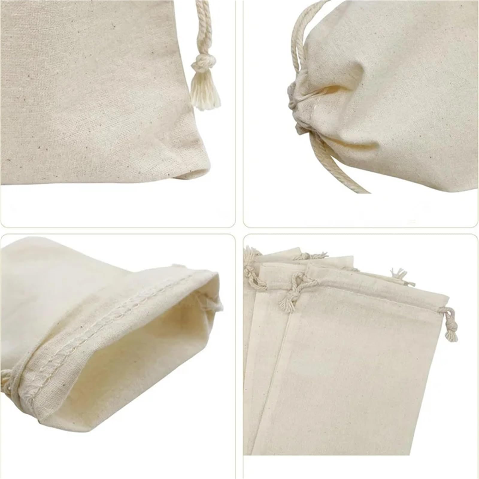 Sacs de rangement en coton anti-poussière, 10/20/50 pièces, emballage tissu, pochettes à cordon uni for cadeaux fête mariage(15x20cm,50 pcs)