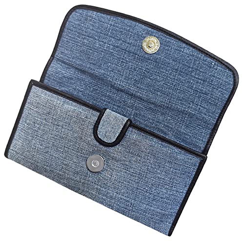 Upcycling Blue Denim Large Capacity Money Flap Roomy Long Wallet Purse for Women BMW0143
