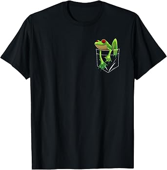 Cool Frog in Pocket for Men Women Kawaii Toad Frog Lovers T-Shirt
