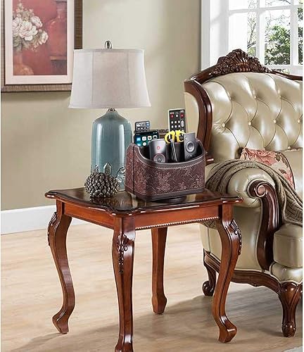 Miniatura 6 de YAPISHI Soporte para control remoto de cuero antiguo, escritorio giratorio de 360 grados, organizador de mesa de noche para controlador, medios,