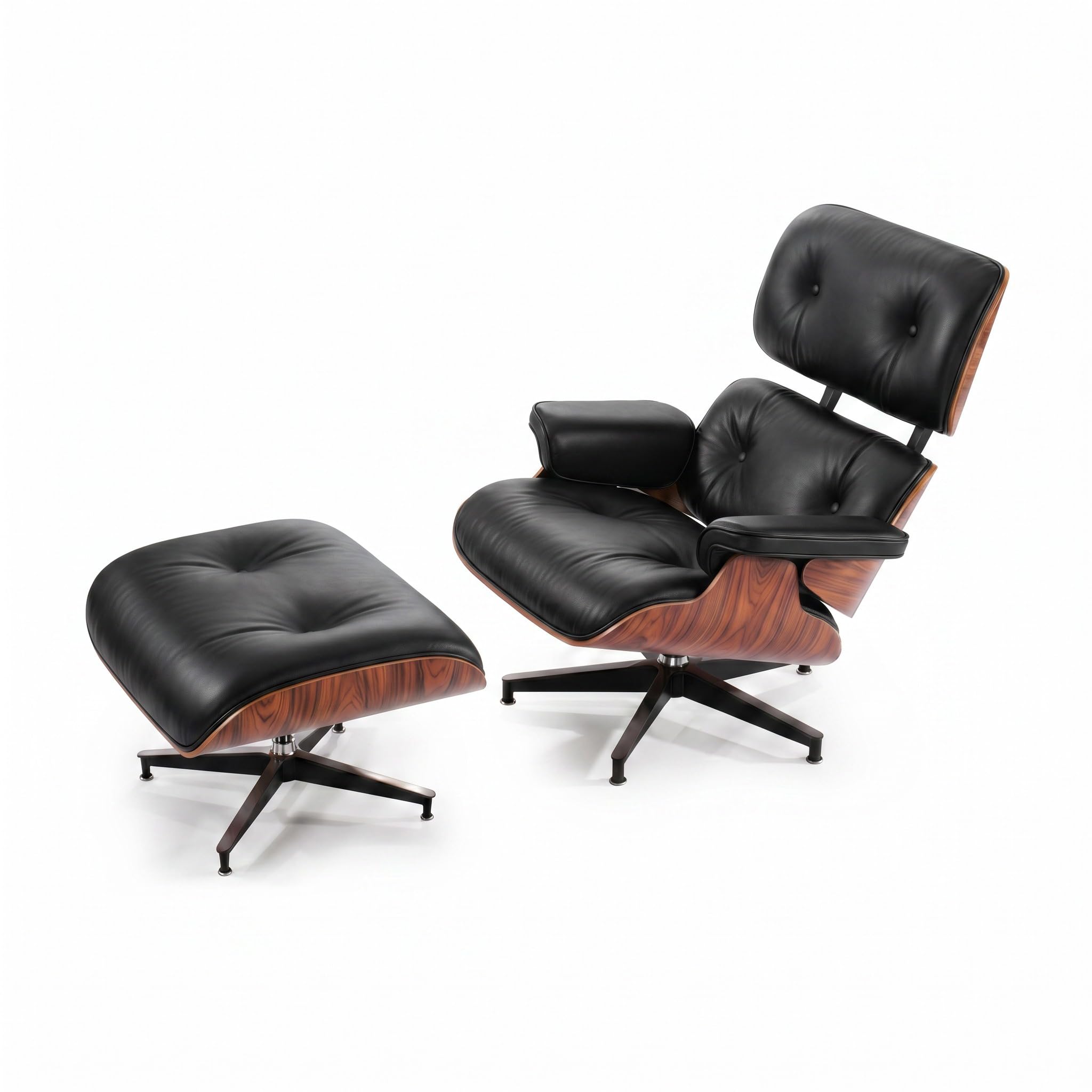 Mid Century Chaise Lounge Chair with Ottoman,Ultra Premium Leather Reading Chair,Modern Chair Classic Design,Heavy Duty Base Support for Living Room Office,Tall Ultra Premium,Palisander Black