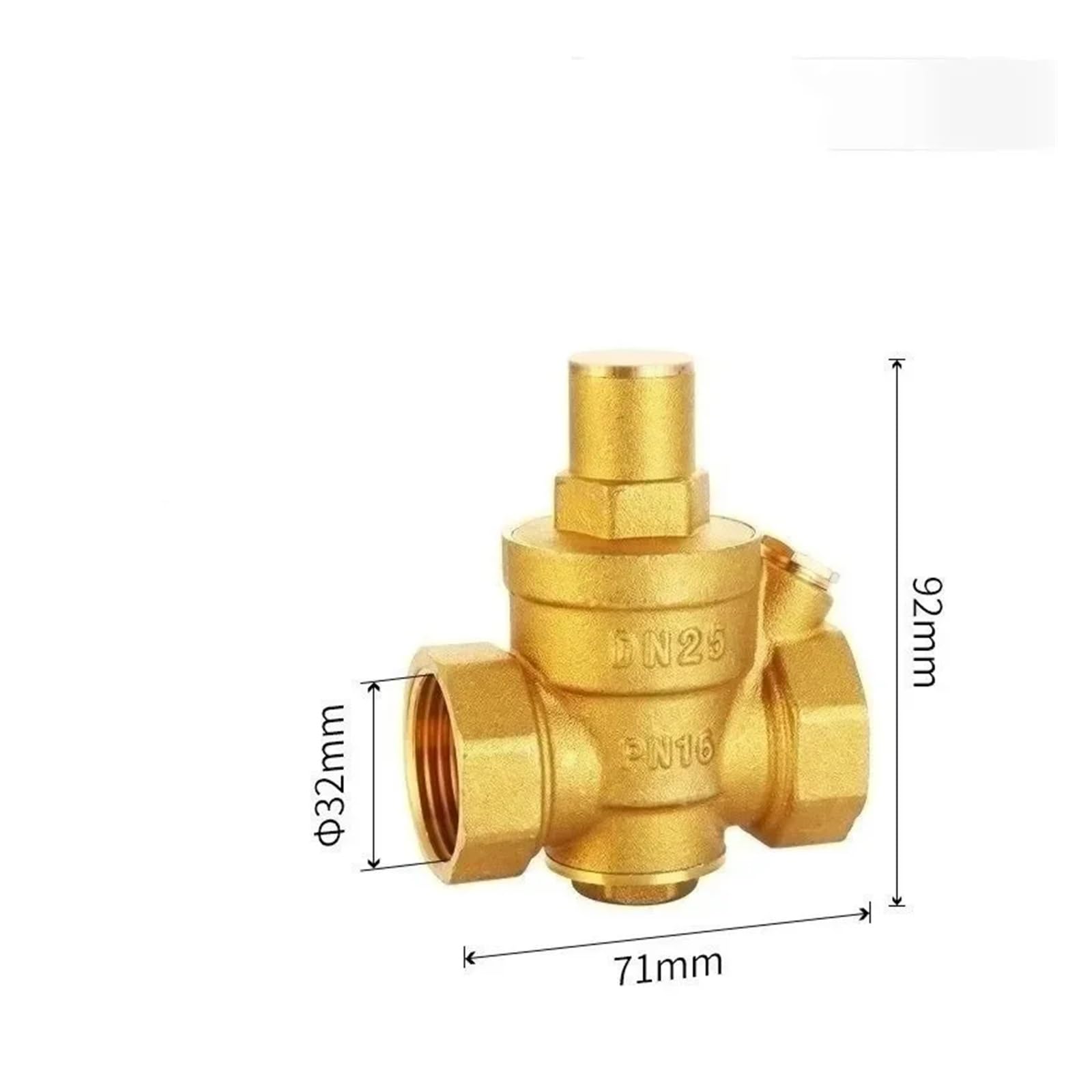 Válvula reductora de presión agua latón, regulador DN15/DN20/DN25/DN32, medidor válvula alivio ajustable, 1/2 ", 3/4", 1, 2" Fluido industrial(With Gauge,1-1/2")
