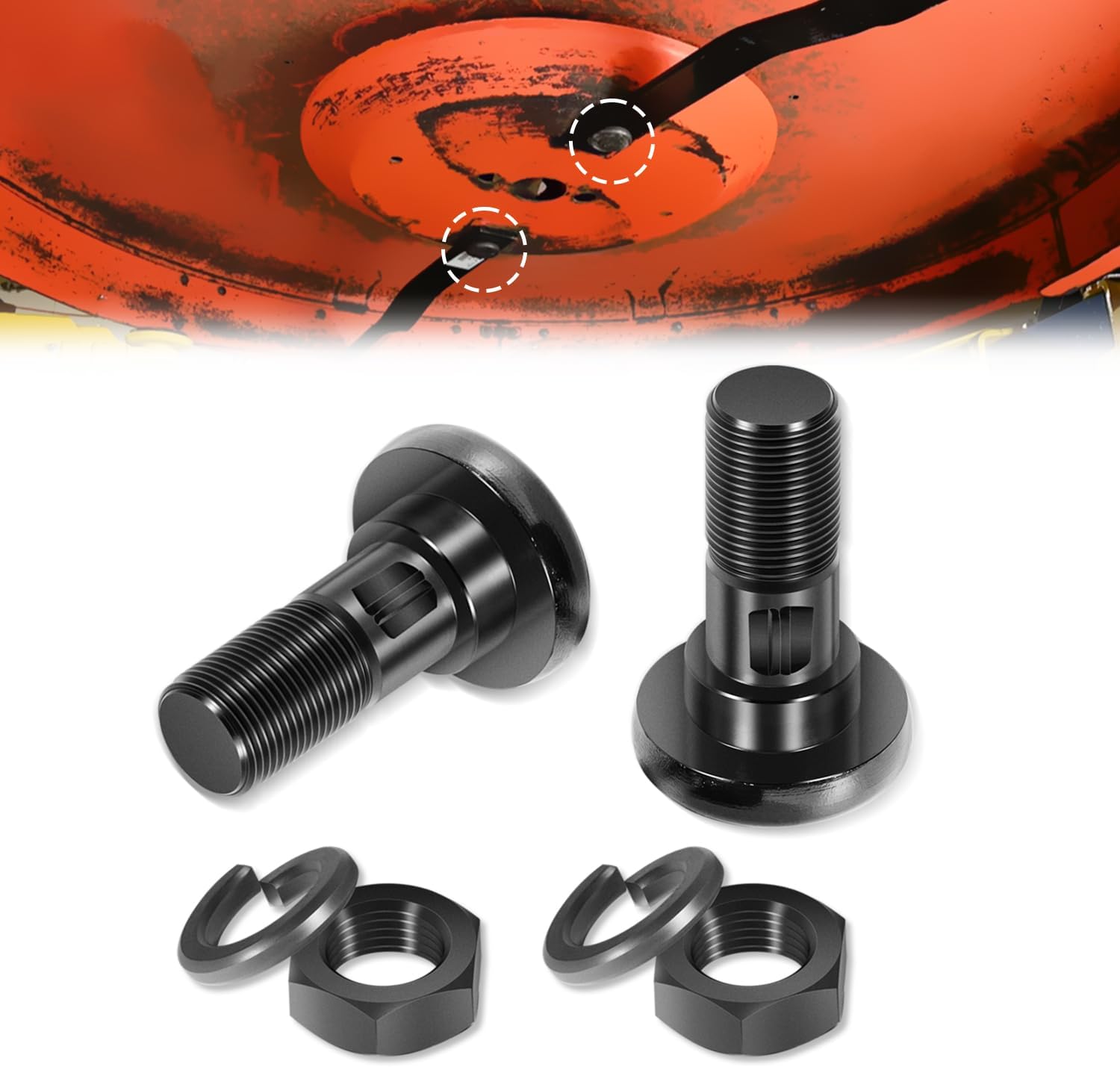 2PCS Rotary Cutter Blade Bolt Kit 63607, Replace for Bush Hog Rotary Cutter Blade Bolt Kit - Fit for Howse, HICO - Includes 2 Bolts, 2 Nuts, and 2 Washers