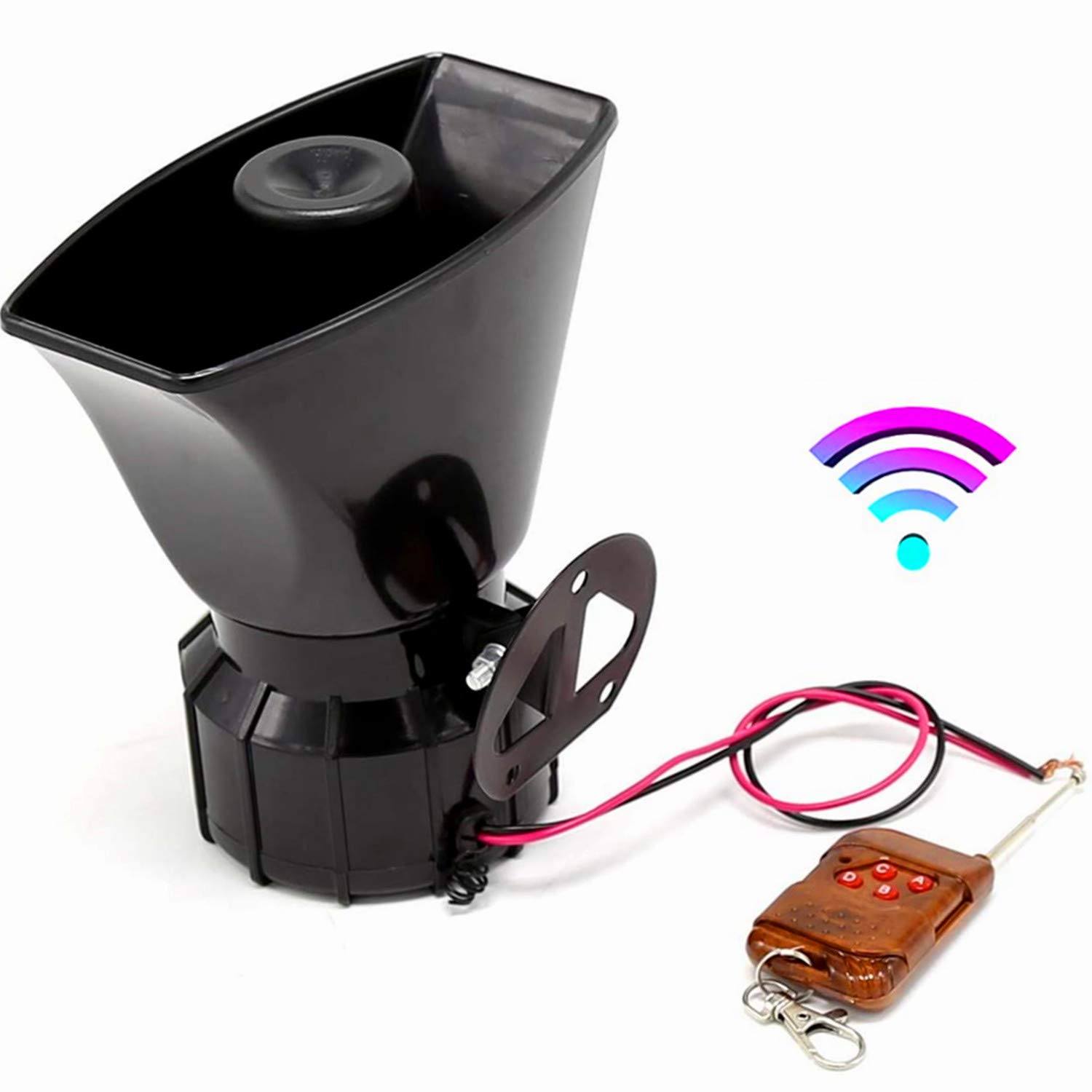 Car Horn Corne d'alarme à distance Corne de voiture Alarme de sirène 7 Tons 100W Sirène d'incendie de police Klaxon télécommande marron Haut-parleur sans fil pour tout 12V camion bateau ect