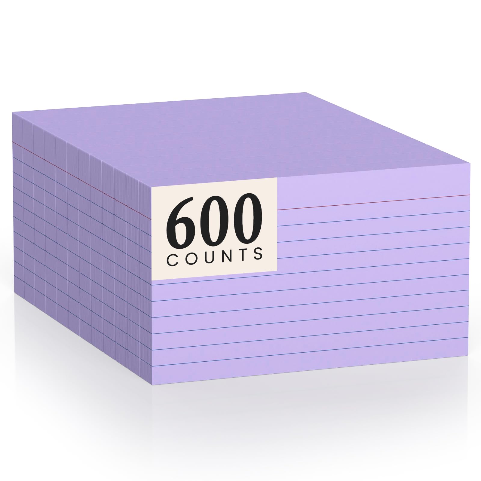 600 Count Index Cards 3 x 5 Inch Purple Lined Flash Cards Ideal for Studying and To-do-List, Portable Note Cards Taking for Students and Teachers, Flash Card Styled for Home, Office or School Use
