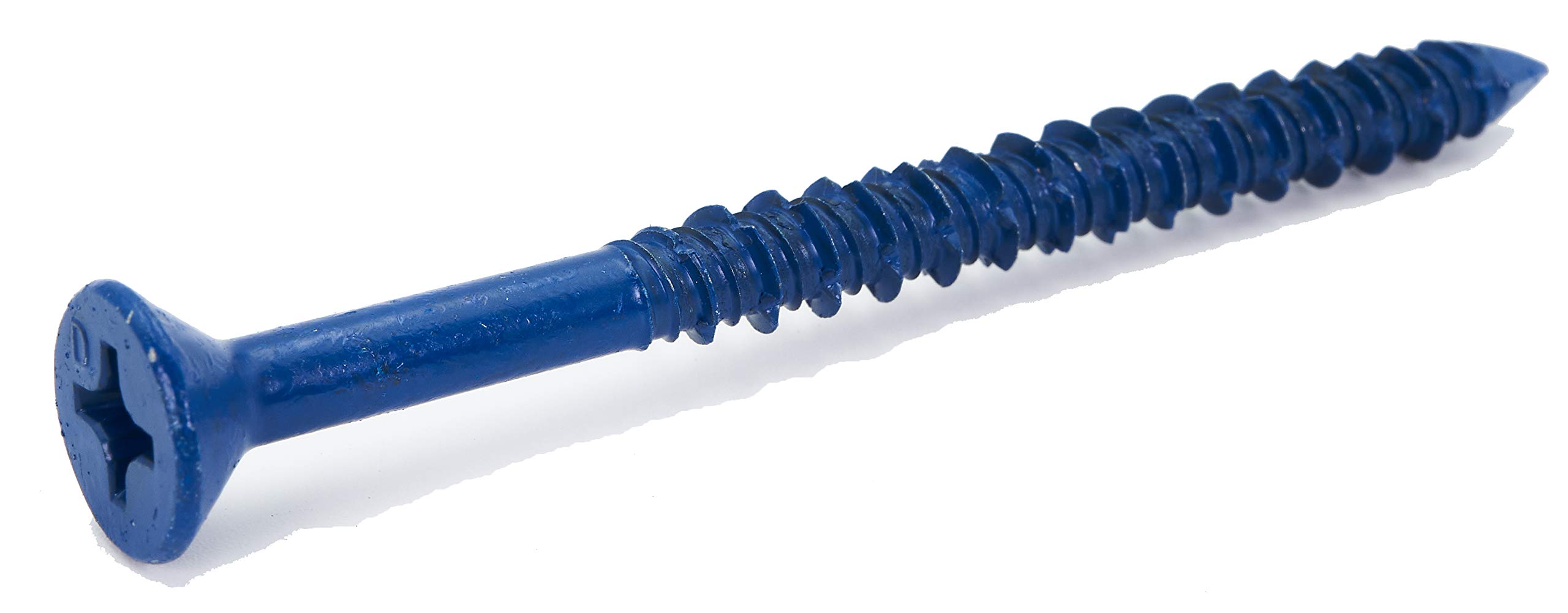 CONFAST 1/4" x 3-1/4" Blue Flat Phillips Concrete Screw Anchor with Drill Bit for Anchoring to Masonry, Block or Brick (100 per Box)