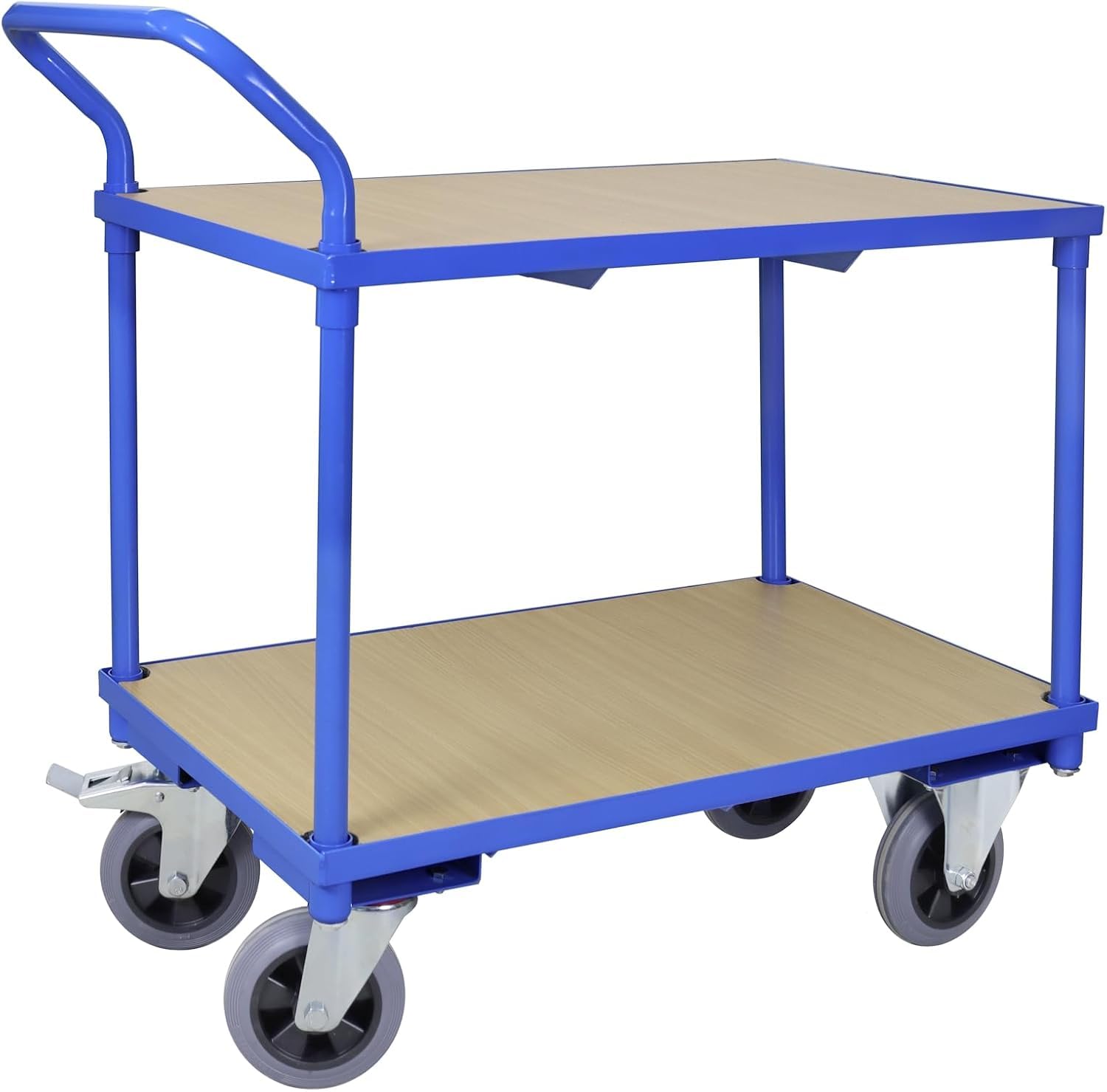 Chariot de transport à 2 étages - Chariot à roulettes - Chariot de table avec pneus en caoutchouc plein - Charge maximale : 400 kg - En acier solide