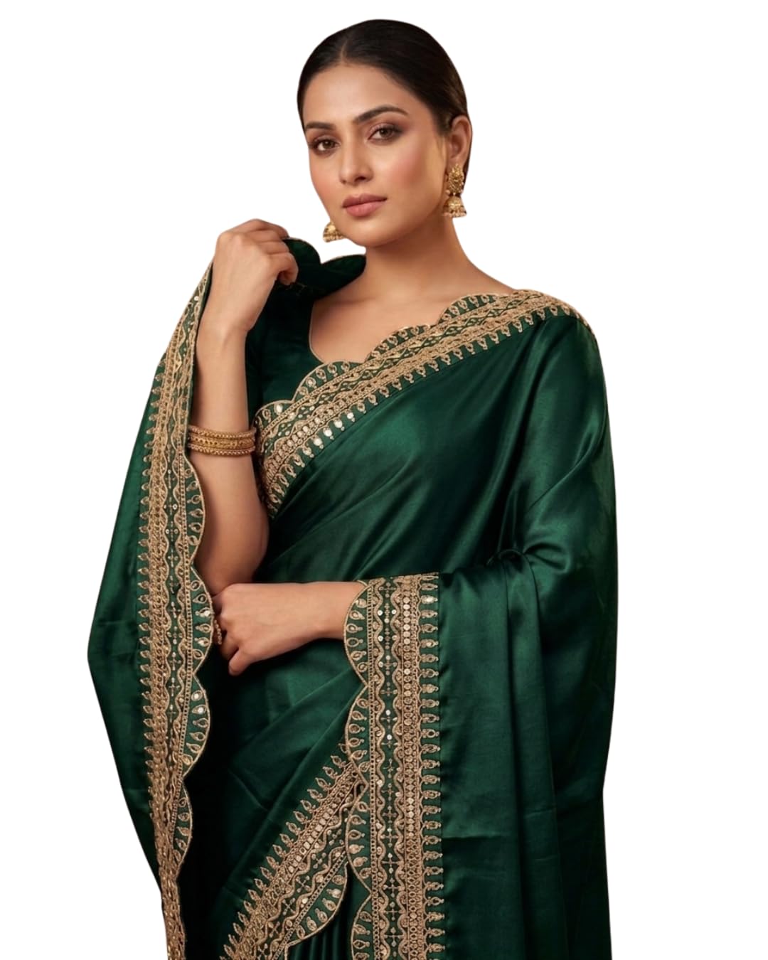 Women's Rangoli Silk Saree with Heavy Golden Embroidery Border Designer Zari & Thread Work Saree Matching Banglory Silk Embroidered Blouse Piece-picture-26