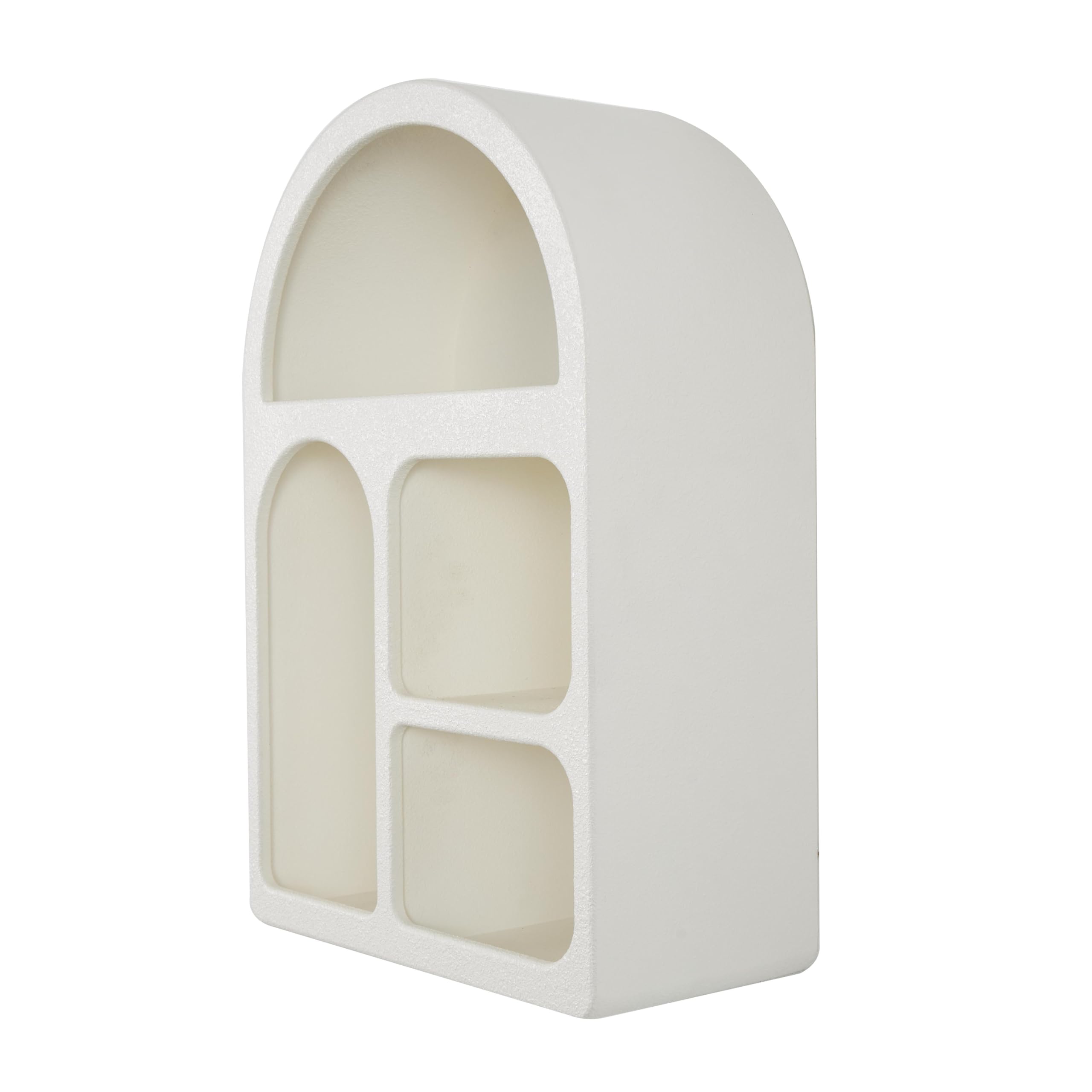 Photo 1 of ***MINOR DAMAGE***Deco 79 Wooden Geometric Arched 4 Shelf Wall Shelf with Varying Block Shapes, 16" x 8" x 24", Cream