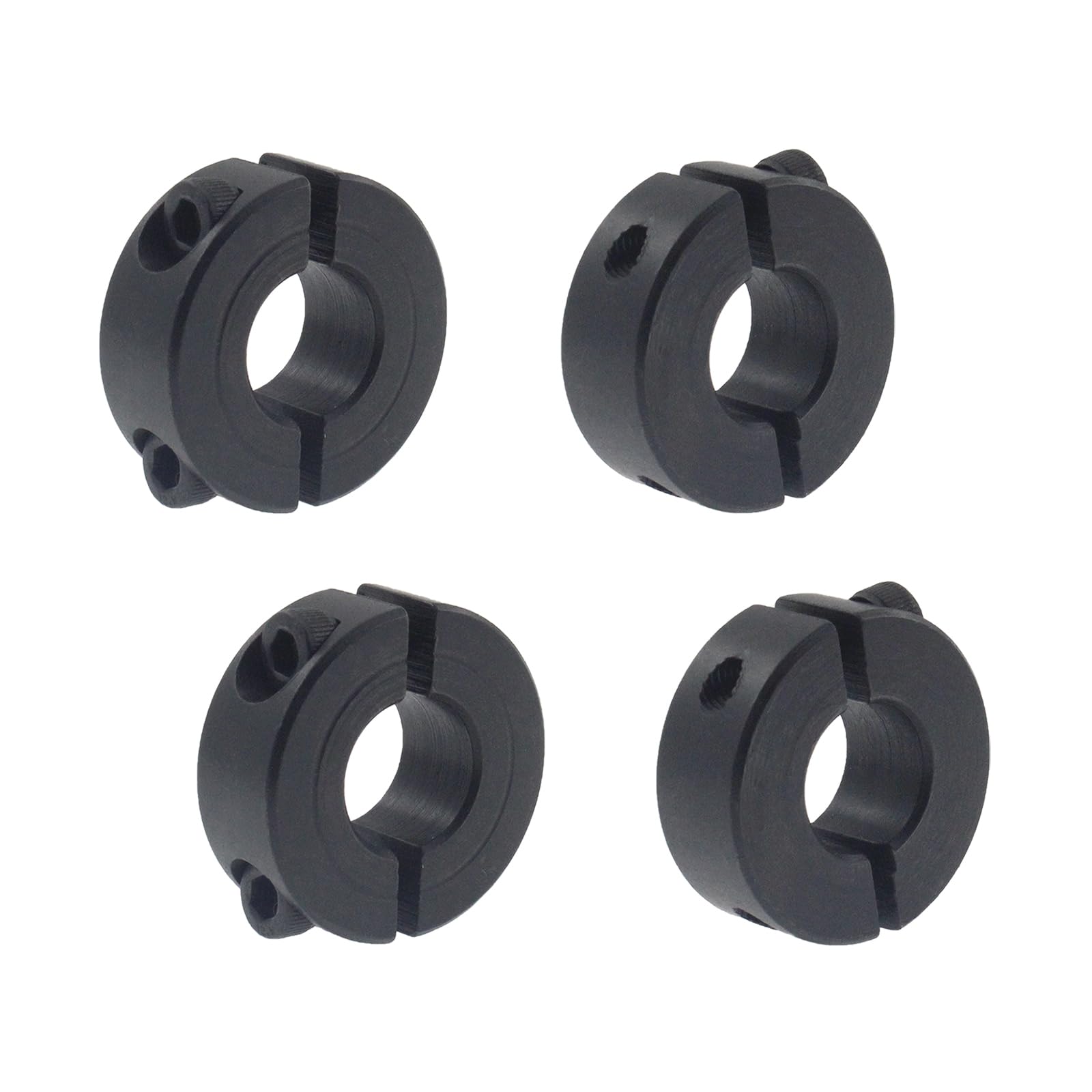 4 PCS Double Split Shaft Collar,SAFYY Steel Two-Piece Clamping Collar 1/2 Inch Bore w/Set Screw,Oxide Set Style Black