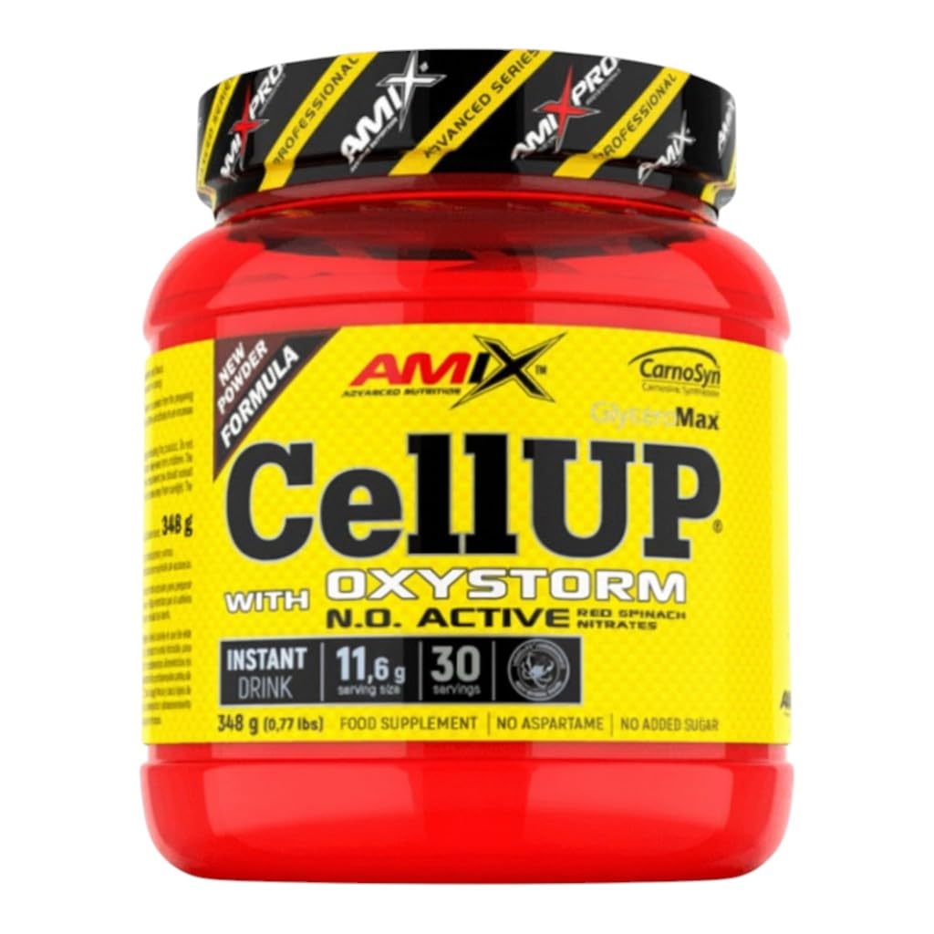 Amix CellUp® with Oxystorm­® 348G Amix - Suplemento Alimenticio - Contiene Cafeína - Aumenta la Fuerza y Congestión Muscular - Fórmula Pre-Entrenamiento- Sabor Piruleta