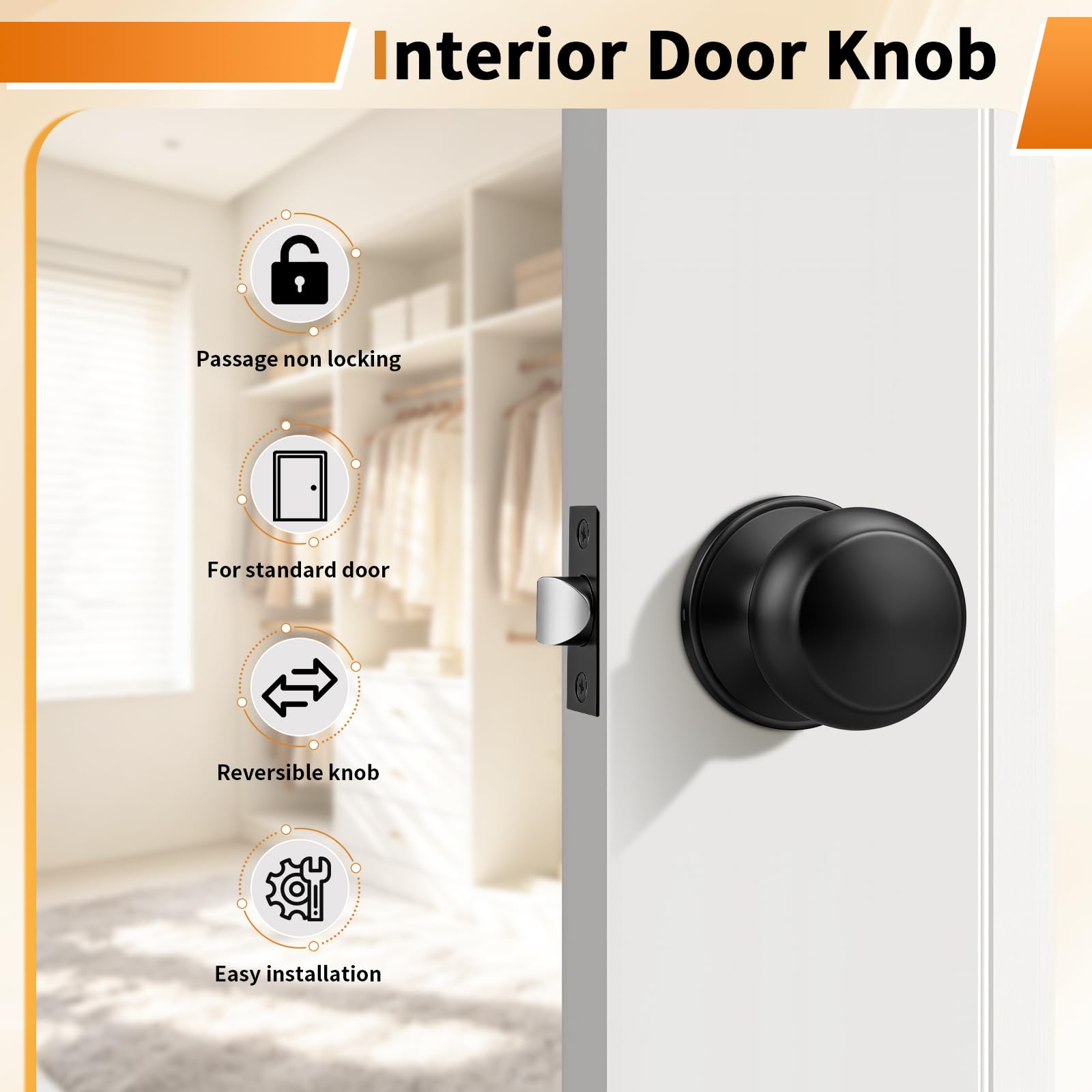 Probrico Matte Black Door Knobs - 10 Pack -2