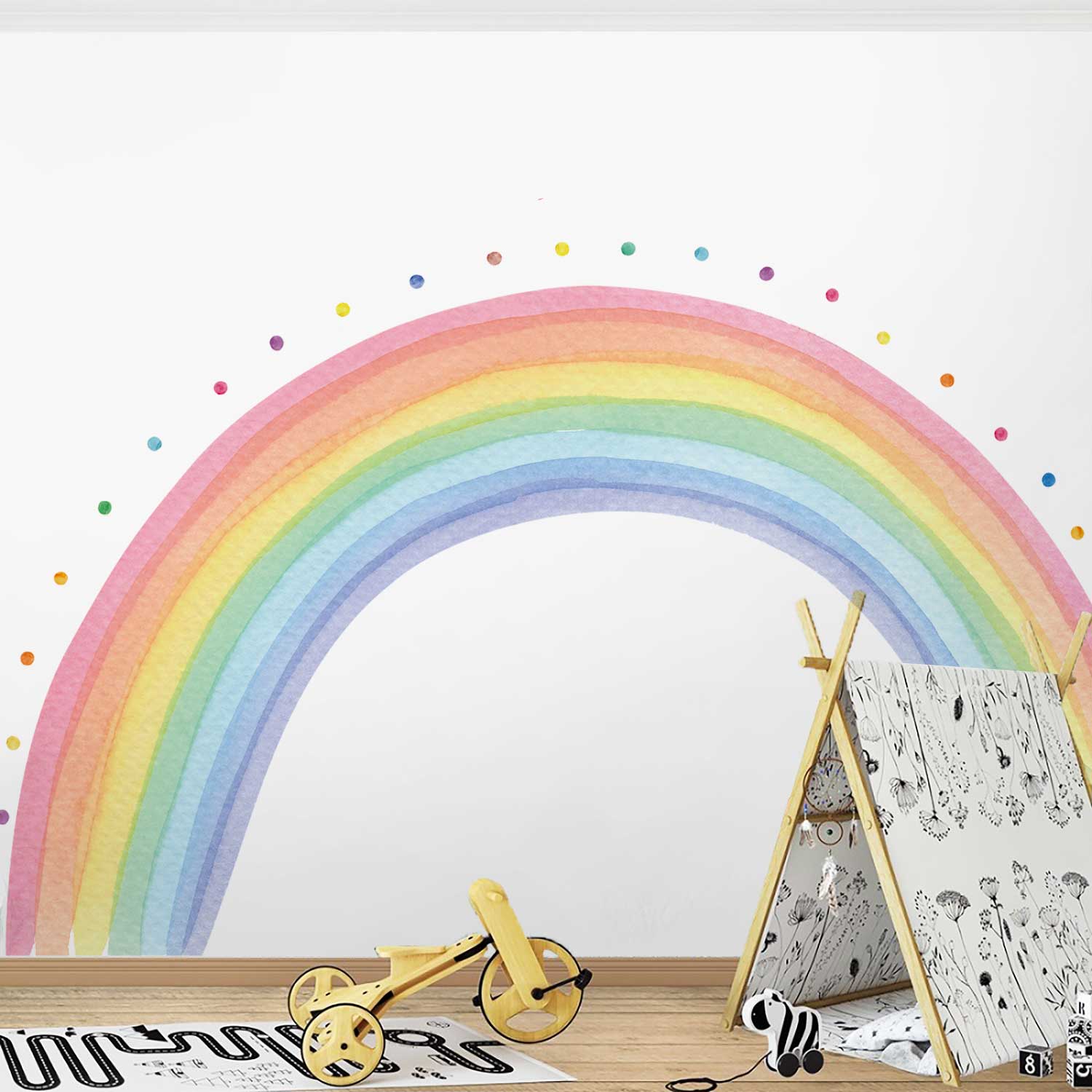 Neukids Large Rainbow Stickers Watercolor Polka Dot Decals Girls Wall Decals Nursery Stickers for Kids Bedrooms Livingroom Kindergarten Window Wall Decor 240x140cm - Image 4