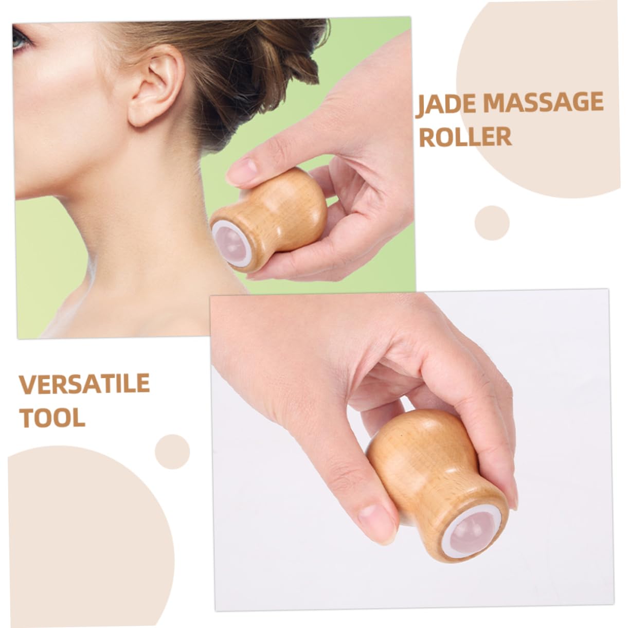 FRCOLOR 4piezas Rodillo De Jade Facial Ojos Mango De Herramienta De Masaje Facial Para Relajación y Cuidado Piel Para Uso Casa y Viajes