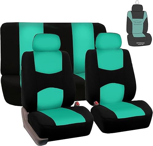 FH Group Juego completo de fundas de asiento de automóvil, fundas de asiento de tela plana, fundas de asiento trasero, ajuste universal, para