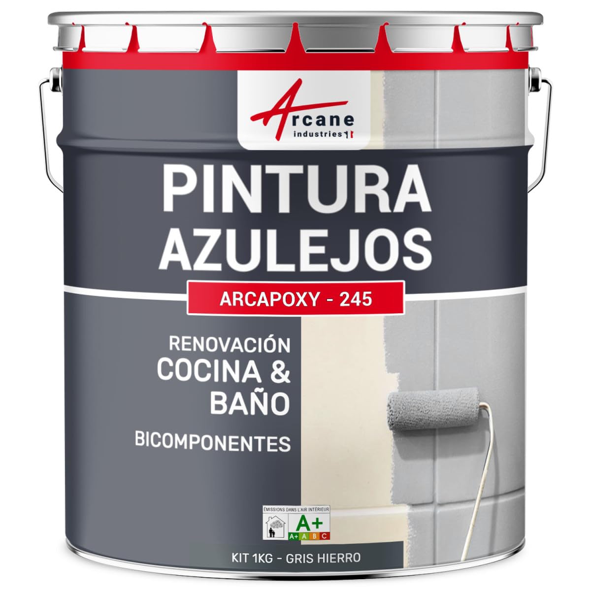 ARCANE INDUSTRIES PINTURA PARA AZULEJOS DE COCINA Y BAÑO - ARCAPOXY - 245 - Gris Hierro - RAL 7011