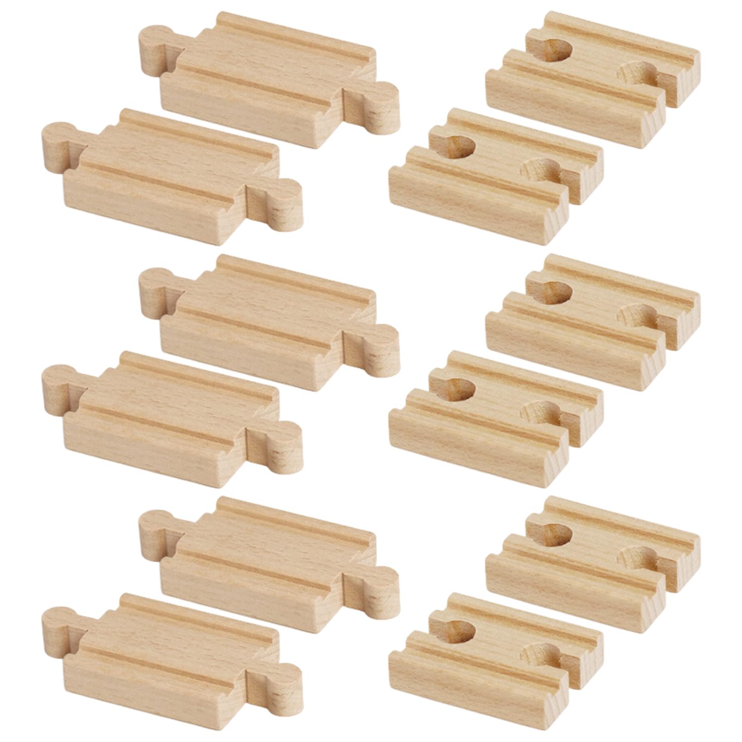 NIDHFG 12Pcs Beech Track Train, Creative Wooden Rail Connector, Children'S Toy Assembly Track, Fun Train Accessories.