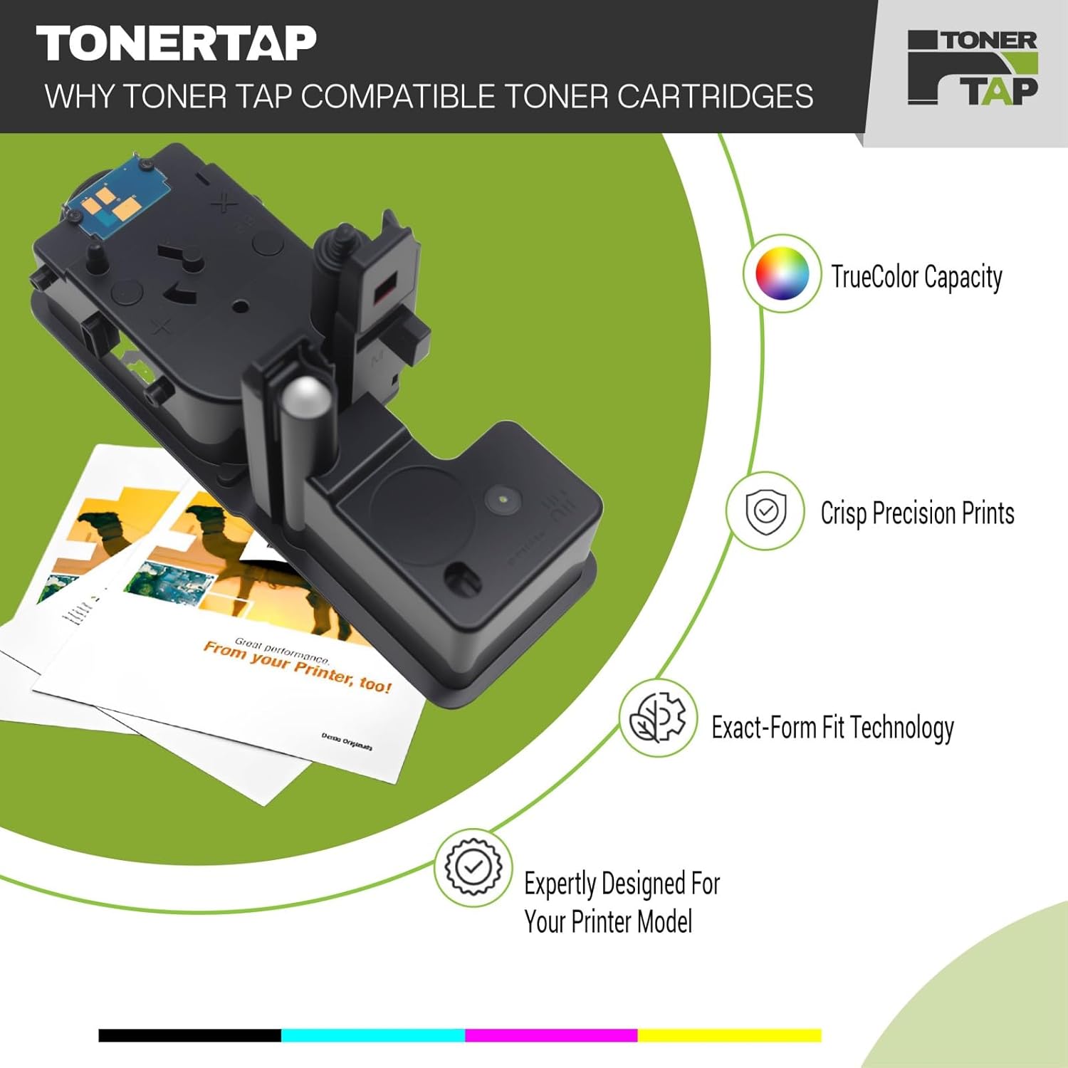 TonerTap TK-5492 Toner Cartridge 4-Pack for Kyocera Printer, Compatible TK5492K TK5492C TK5492M TK5492Y Toner for Kyocera ECOSYS PA2101cwx MA2101cwfx Printers, High-Yield