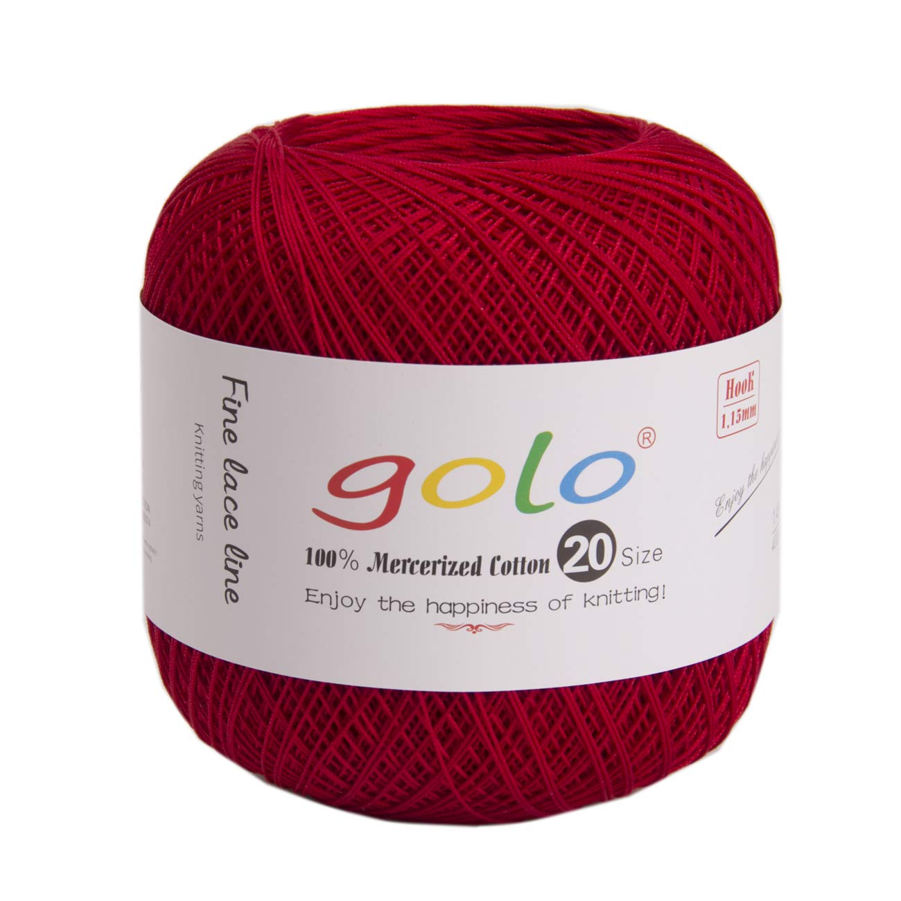 golo Crochet Thread Size 20 Crochet Yarn for Hand Knitting Red 136