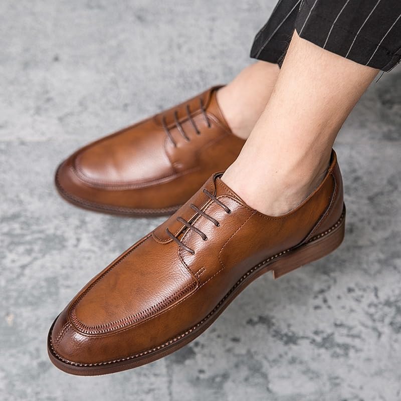 Men's Retro Wingtip Dress Shoes Casual Orthopedic Leather Derby Fashion Comfortable Platform Brogue Oxford Shoes3