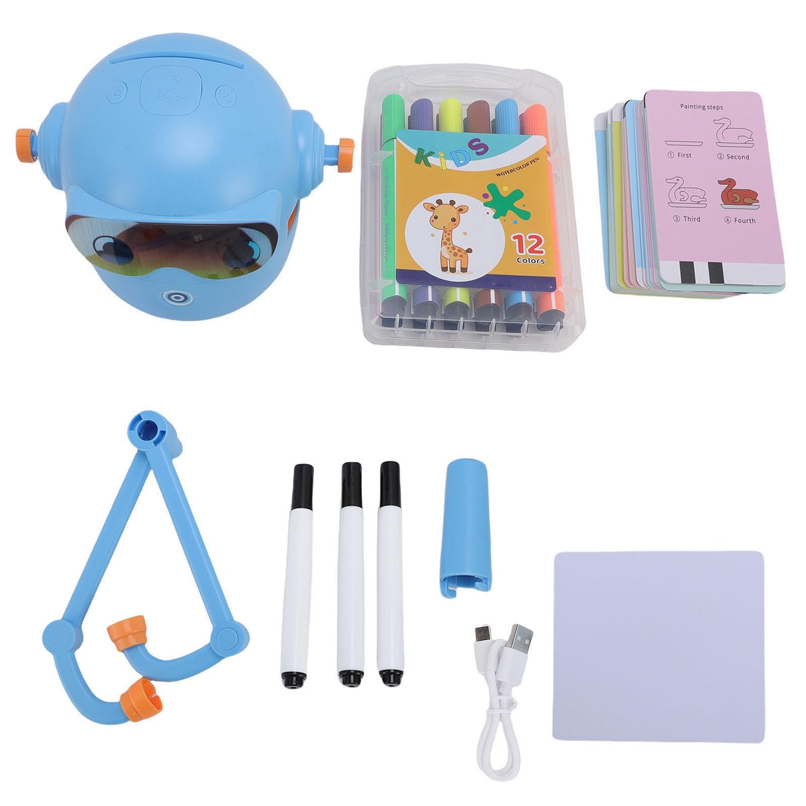 Asixxsix Robot de Dibujo para Niños de 3 a 8 Años, Máquina de Rastreo de Aprendizaje de Dificultad Ajustable con 100 Tarjetas de Palabras, Juguetes Educativos de 2400 MAh, Regalos de Cumpleaños para