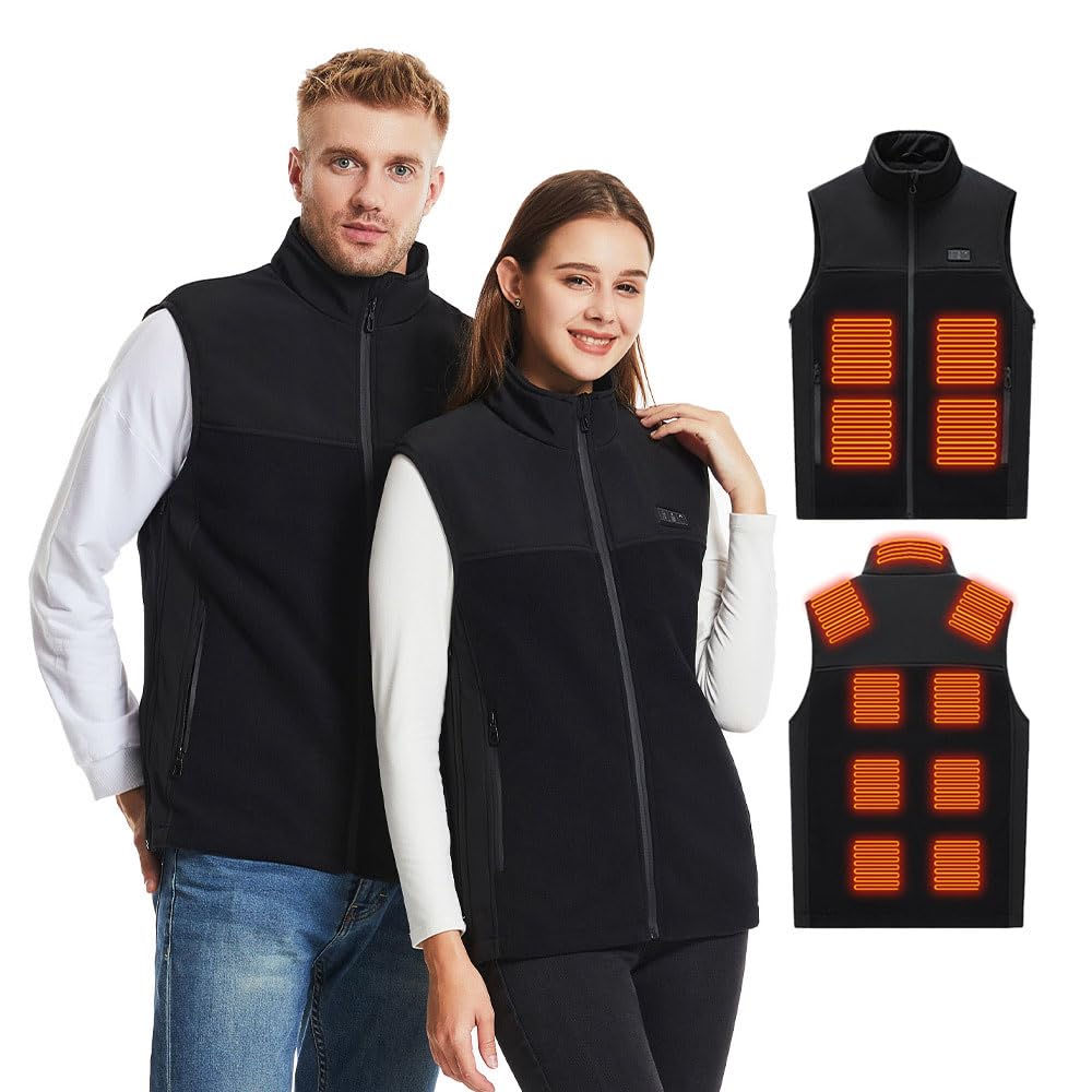 Xerial Fleece Heated Vest For Men Women, Usb Rechargeable Electric Heating Vest, Warming Heated Jacket, Hunting Clothing (Black, 4XL-5XL-6XL)