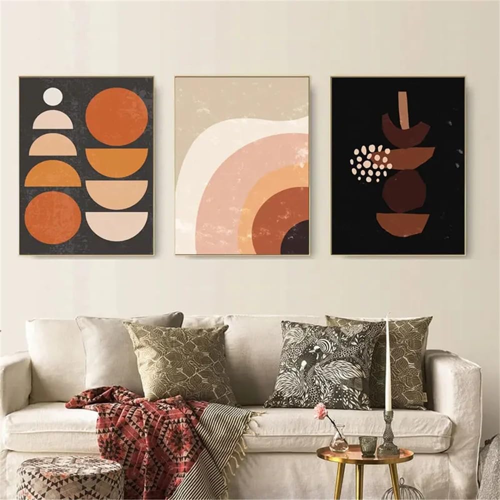 Wuhbcz White Canvas Paints-Modern Abstract Geometric Sun Moon Wall Art Canvas Painting Nordic Posters And Prints Rainbow Picture For Living Office Room Home Decoration-60 * 80Cm/3Pcs (No Frame)