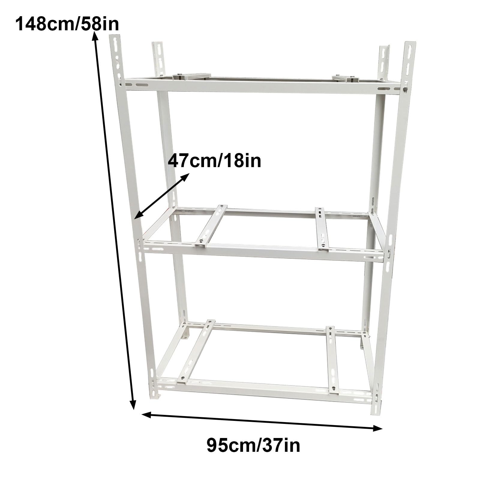 Soporte Aire Acondicionado Exterior de 3 Capas, Soporte Ajustable para Unidades Mini Split, para Unidades Exteriores de Bombas Calor(95x47x148cm/37x18x58in)