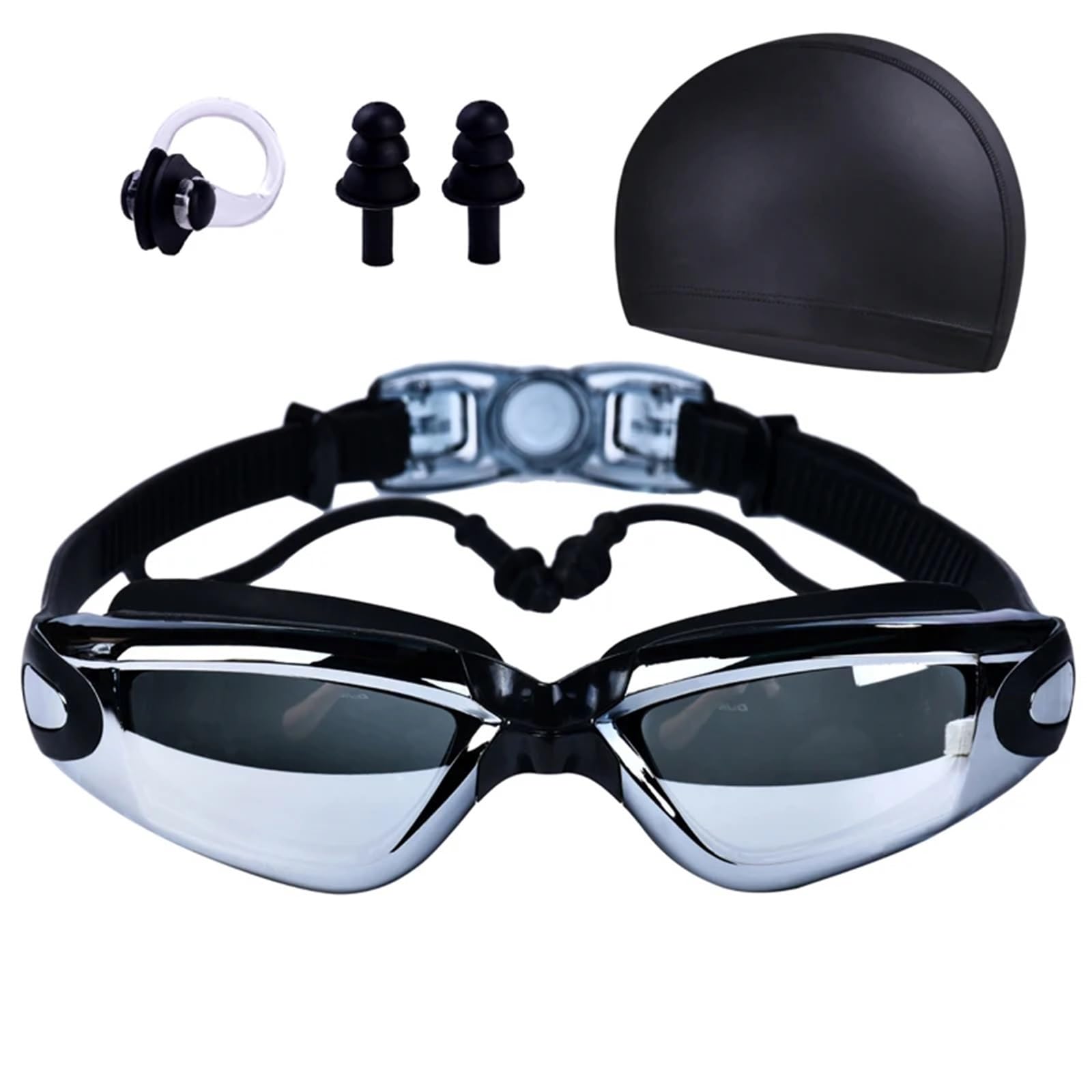 JUANYAO Schwimmbrille Hochauflösende wasserdichte und beschlagfreie Schwimmbrille for Männer und Frauen, verstellbare Schwimmbrille Für Schwimmen(Black)