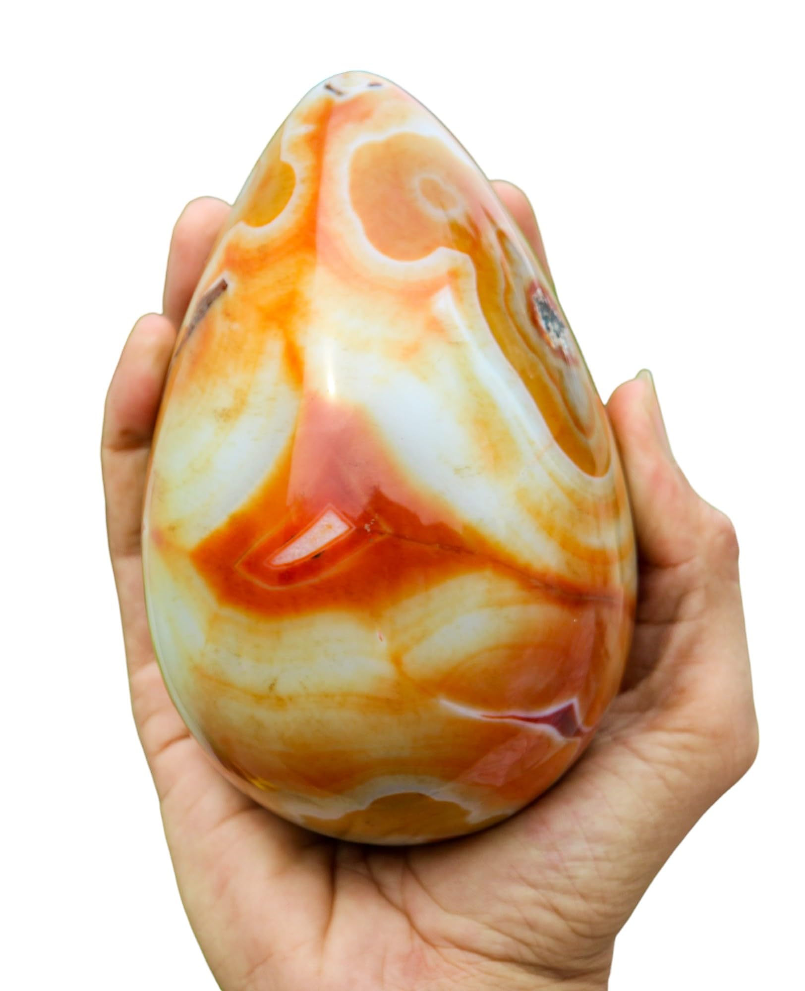 A+Huevo de piedra grande metafísica curativa de chakras de cristal de cornalina con bandas rojas naturales pulidas (140 mm/1360 g) para meditación, Feng Shui, aura, para interiores, decoración del