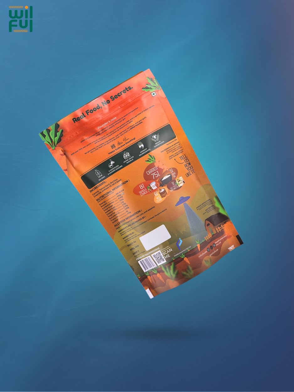 Wilful Shatters Air-Fried Carrot Chips, 80g, Natural Seasoning, No Additives 3
