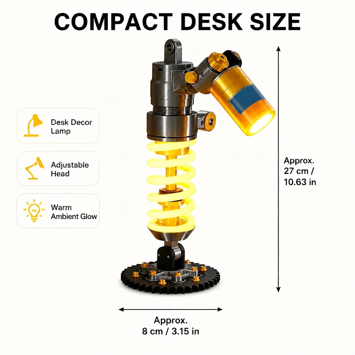 Tischleuchte Mit Stoßdämpfer-design, Schreibtischlampe Mit Federungsstoßdämpfer Und Schraubenfeder-detail, Mechanische Tischleuchte Für Garage, Werkbank, Spielzimmer Und Als Geschenk Für