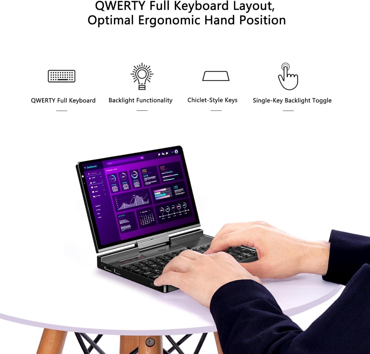Cutesliving GPD Pocket 4 Mini PC, AMD Ryzen 7 8840U, Radeon 780M, 16GB RAM 1TB SSD, 8.8" 144Hz Display, Modulare Handheld per Ingegneri e Gamer