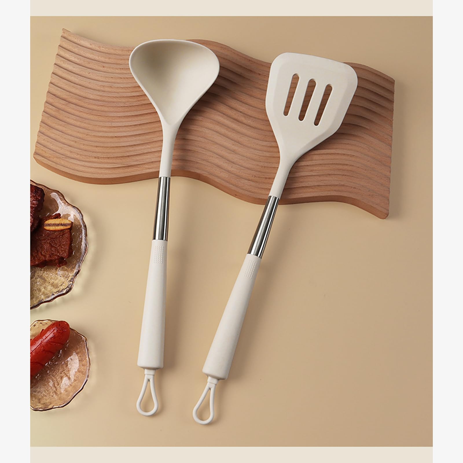 Küchenhelfer Set, Silikon Kochutensilien Kochbesteck Set, Hitzebeständiger Kochgeschirr,Antihaft Kochset Küchenutensilien, Spülmaschinenfest 7 Teiliges