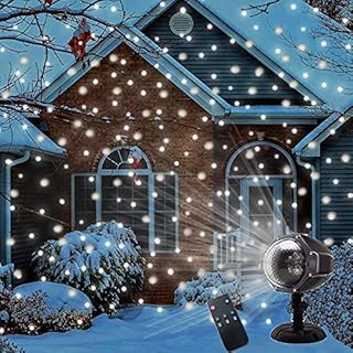 Snow Falling Light Halloween Decorations Indoor Outdoor Christmas Light Projector Snowfall Led Lights with Remote Control Rotating Waterproof Landscape Snowflake Decorative lighting for Party Weedding