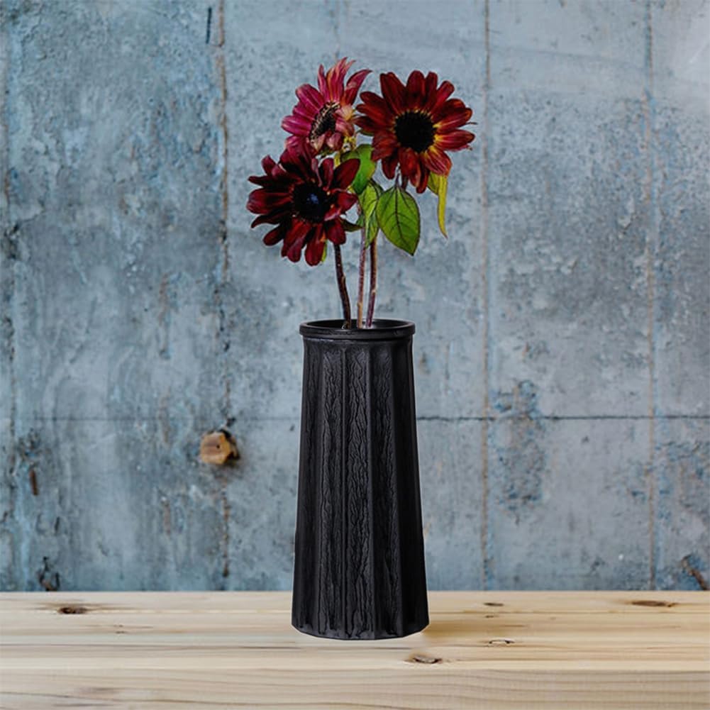 Valemoon Black Vintage Vase, 10 Inches Antique Glass Vase Rustic European Unique Chic Style for Tabletop, Kitchen, Office, Living Room Decoration
